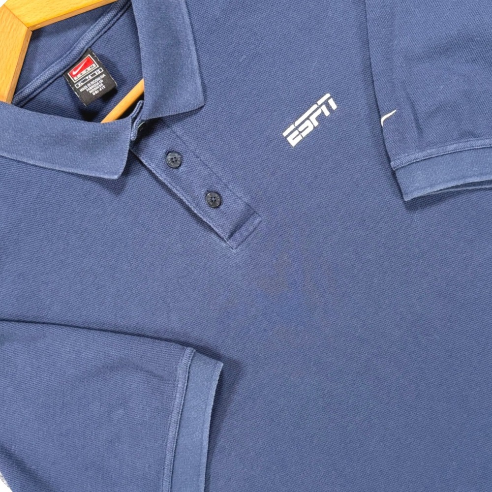 Vintage Nike Team ESPN Polo Shirt Men's XL Blue Embroidered Logo Cotton Blend - Picture 2 of 8